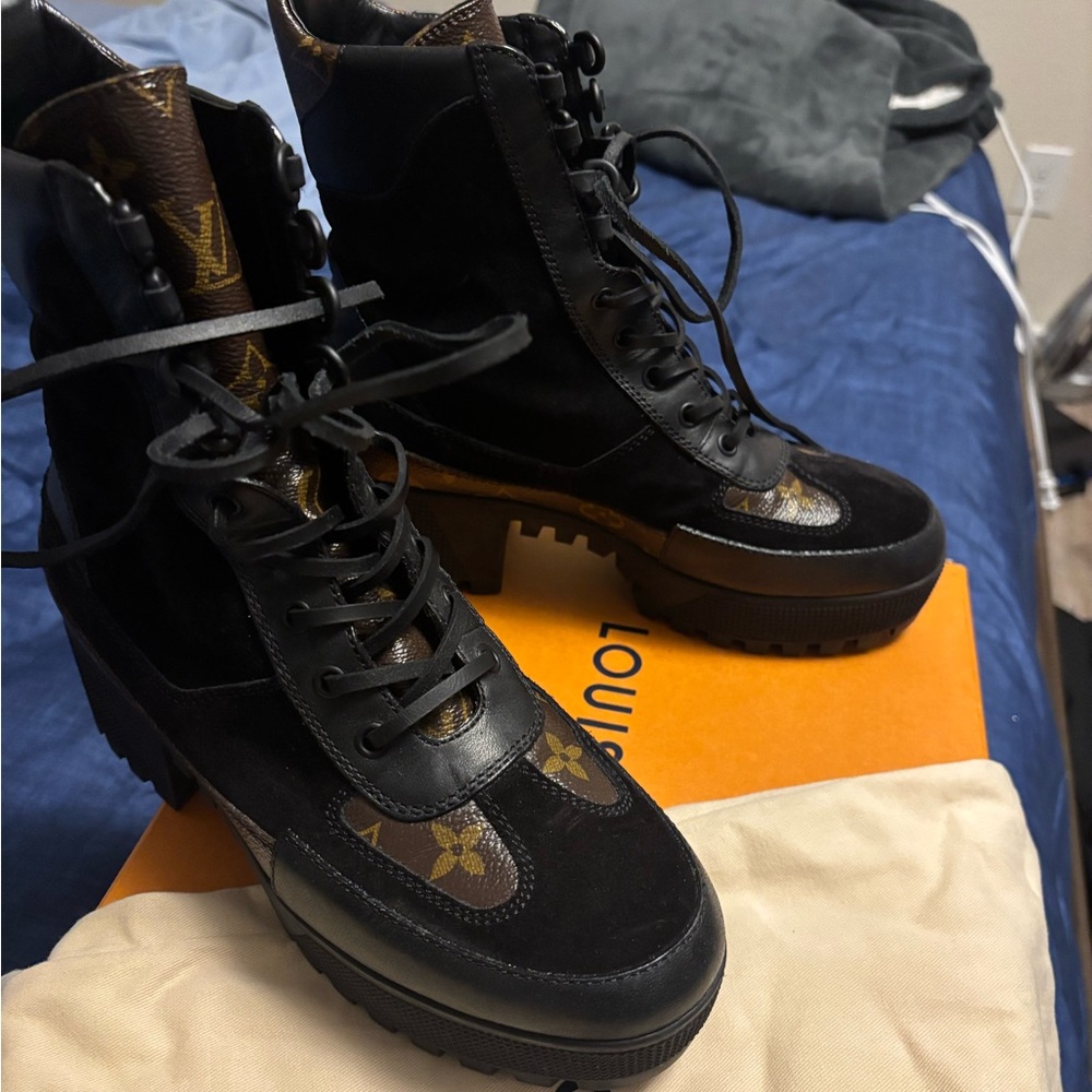 Louis Vuitton Brown and Black Monogram Boots - Picture 6 of 9